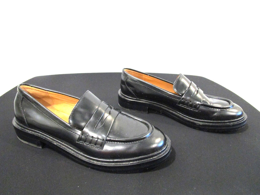 Madewell Vernon Black Leather Penny Loafers Shoes Women Sz 6.5